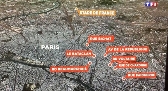 Терракты в Париже карта