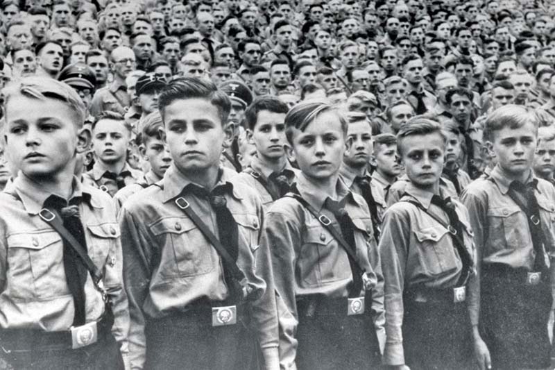 Circa 1939: Group of boys in Hitler Youth. (Photo by Heinrich Hoffmann/Time & Life Pictures/Getty Images)