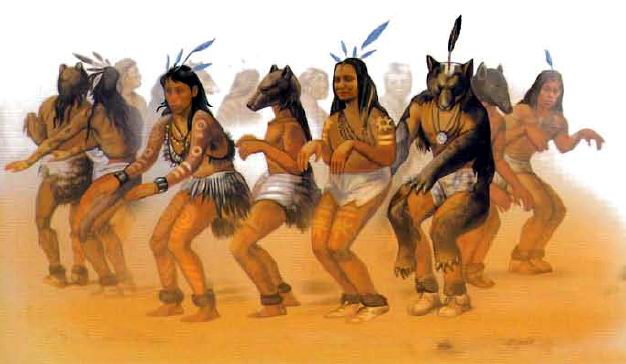 Ритуальный танец племени перед охотой, имитирующий матрицу (сценарий) охоты