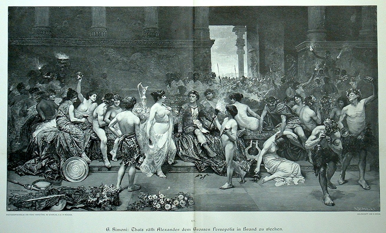 Александр Македонский пирует с гетерами в захваченном Персеполисе