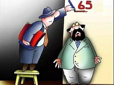 Карикатура на повышение пенсионного возраста в России