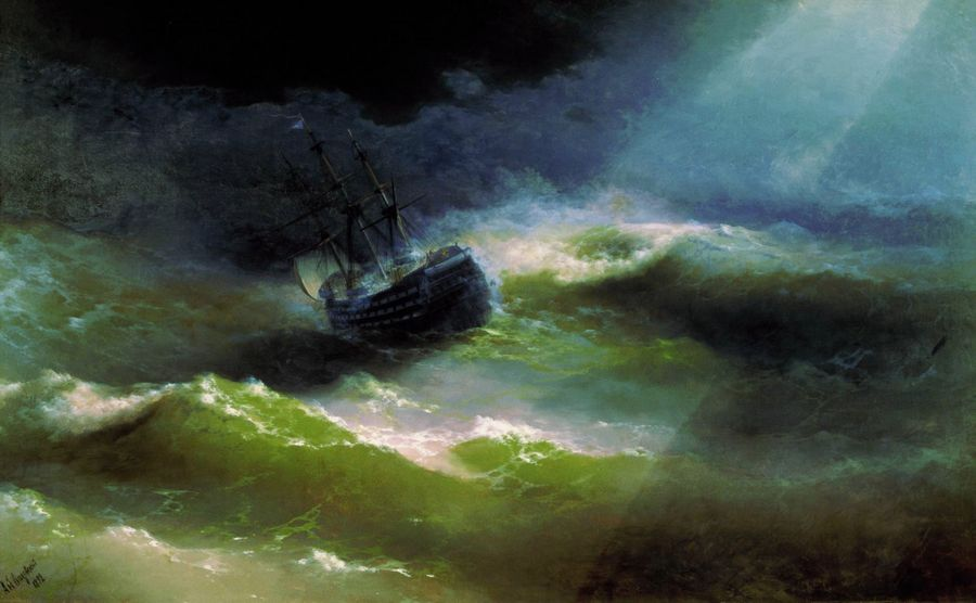 картина Айвазовского «Корабль «Императрица Мария» во время шторма,» 1892-09