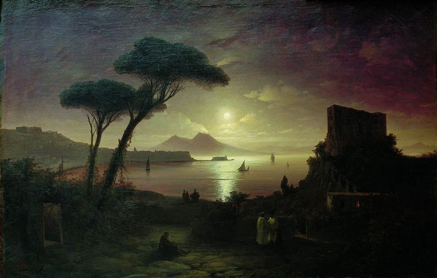 картина Айвазовского «Неаполитанский залив в лунную ночь,»1842 -07