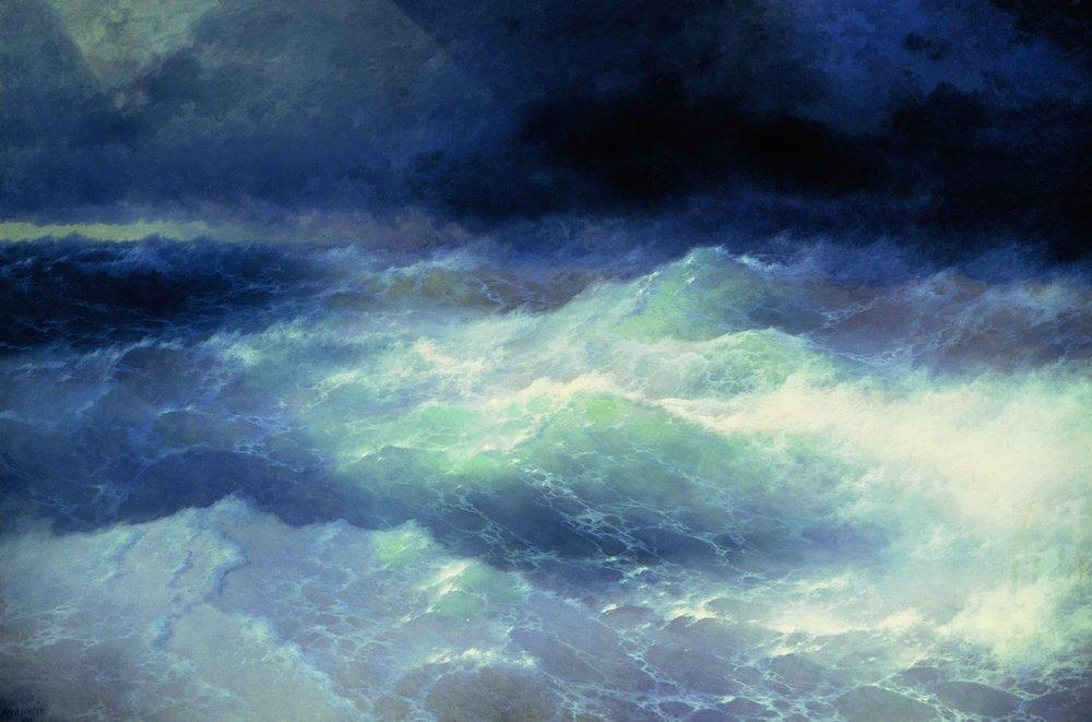 картина Айвазовского «Среди волн», 1898 -08